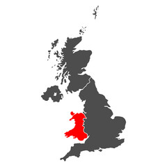 Wales of The United Kingdom of Great Britain and Northern Ireland map, detailed web vector illustration