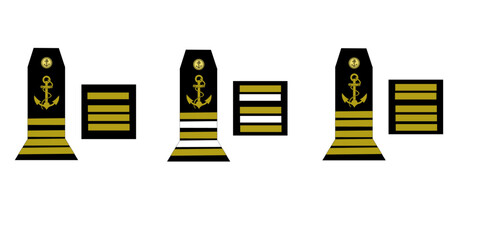 Ensemble des galons de l'armée de la marine nationale française des officiers supérieurs: capitaine de corvette, frégate, vaisseau - obrazy, fototapety, plakaty