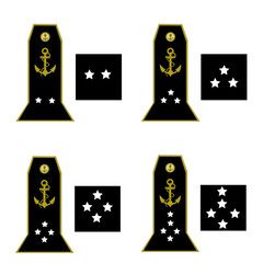 Ensemble des galons de l'armée de la marine nationale française des officiers généraux: contre-amiral, vice-amiral, vice-amiral d'escadre, amiral