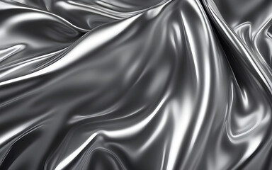 Close up texture of liquid shining metallic texture in silver gray color with highlights and shimmers, 3d rendering illustration imitation