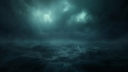 A dark and stormy ocean with a lot of water - obrazy, fototapety, plakaty