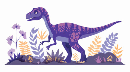 Violet dinosaur flat illustration on white Flat vector