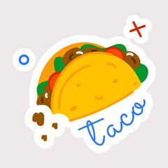 Download flat sticker of taco wrap 