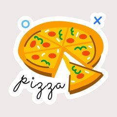 An appealing flat sticker of italian pizza