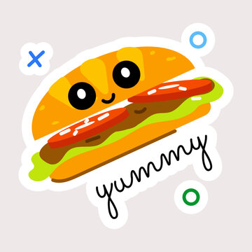 An eye catchy flat sticker of yummy burger 