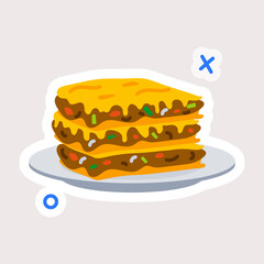 Grab this flat sticker of lasagna