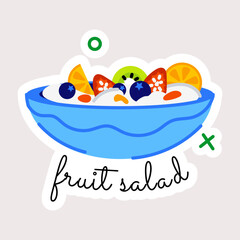 A handy flat sticker of fruit salad 