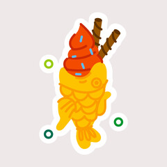 Check this flat sticker of taiyaki cone
