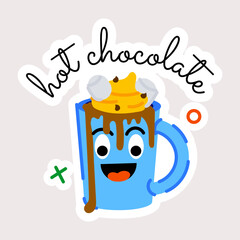 A flat sticker of hot chocolate 