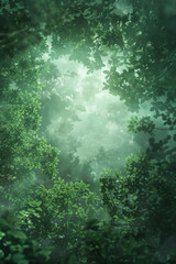 Fototapeta na wymiar Fisheye lens effect of a forest with light rays