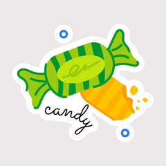 Easy to edit flat sticker of wrapped candy 