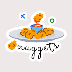 Trendy flat sticker of nuggets plate 