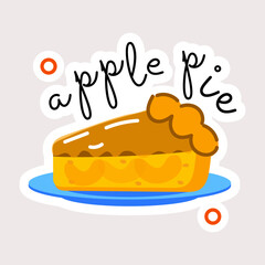 Check out flat sticker of apple pie slice 