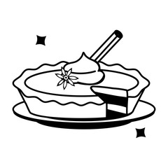 A trendy glyph sticker of egg tart 