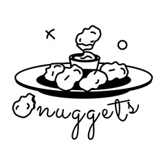 Trendy glyph sticker of nuggets plate 
