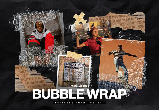 Bubble Wrap Photo Collage Mockup
