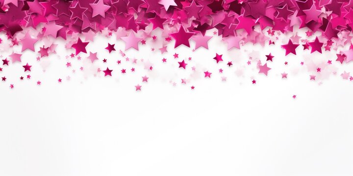 magenta stars frame border with blank space in the middle on white background festive concept celebrations backdrop with copy space for text photo or presentation