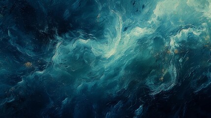 Fototapeta na wymiar An abstract representation of a swirling ocean vortex, this deep blue background is speckled with gold flecks, evoking a sense of underwater mystery and luxury.