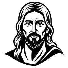 Jesus vector, black Jesus silhouette vector illustration,icon,svg,christian characters,Holiday t shirt,Hand drawn trendy Vector illustration,cross on black background