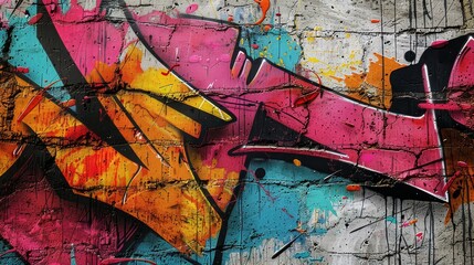 urban background features an explosion of vibrant graffiti colors splattered across a concrete backdrop, embodying the raw spirit of street art.