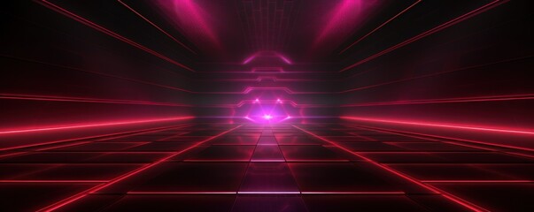 maroon light grid on dark background central perspective, futuristic retro style with copy space for design text photo backdrop