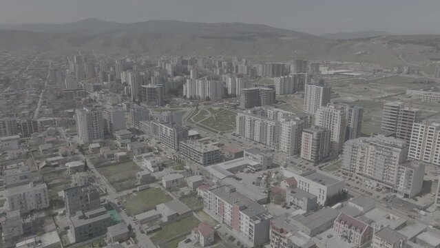 Aerial cityscape of Residential buildings in Didi Dighomi district. Tbilisi, Georgia 2024 april. d-log