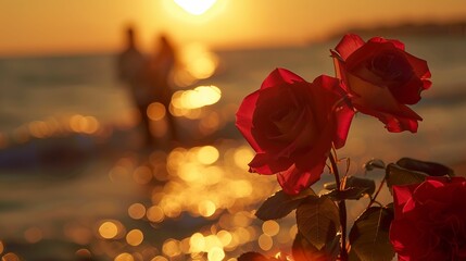 Sunset Red Roses