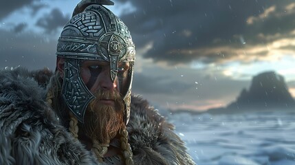 Warrior Viking helmet - obrazy, fototapety, plakaty