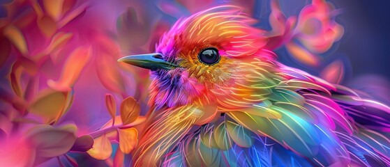 Whimsical Language Bird Colorful Plumage