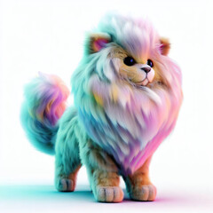 Obraz premium 3D furry forest animal with beautiful colors and white background. with Generative AI technology 