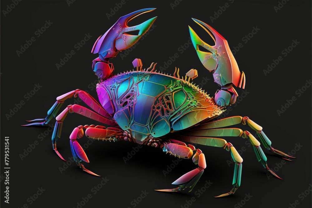 Wall mural ai generated illustration of a colorful crab