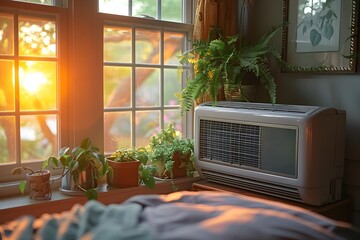 Small Air Conditioner on Window Sill