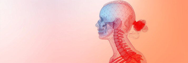 A woman's skeleton is shown in red and pink - obrazy, fototapety, plakaty
