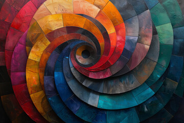 Fototapeta premium A colorful painting of a tree with many different colored blocks