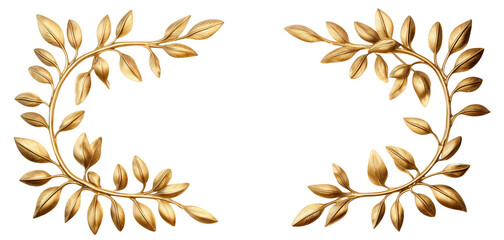 Elegant golden leaf border, cut out