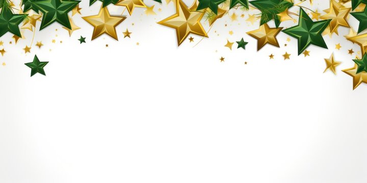 olive stars frame border with blank space in the middle on white background festive concept celebrations backdrop with copy space for text photo or presentation