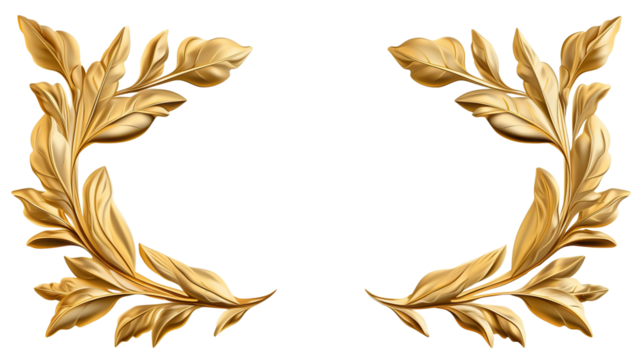 Elegant golden leaf border, cut out