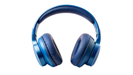 Blue headphone isolated on transparent background