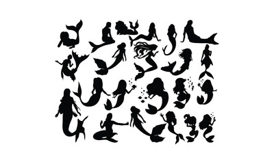 Mermaid SVG,, Silhouette, Cut File, cutting files, printable design, Clipart,