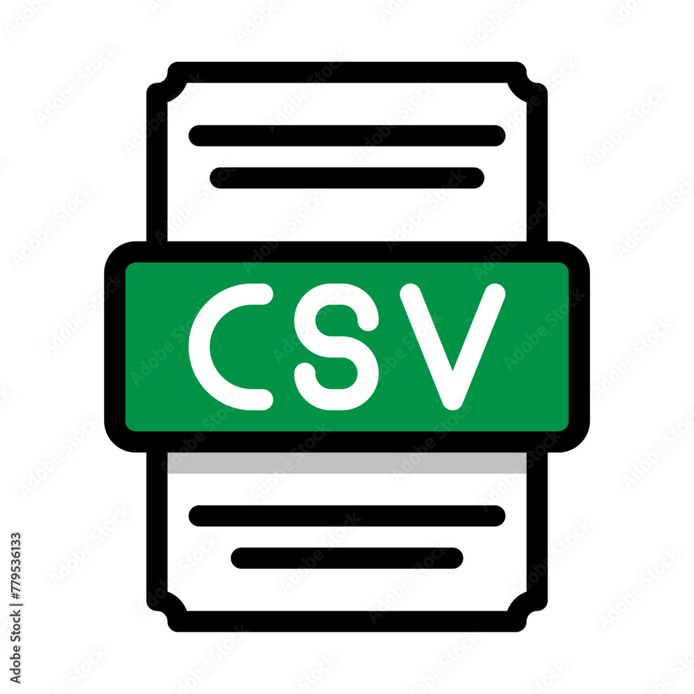 Poster document file format csv spreadsheet icon. with outline and color in the middle. vector illustration