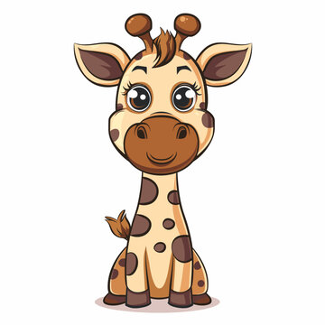 Cute Giraffe cartoon isolated on white background. Vector illustration.