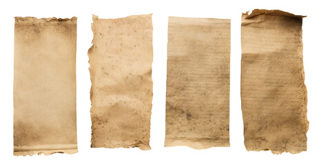 Set of ancient parchment sheets, cut out