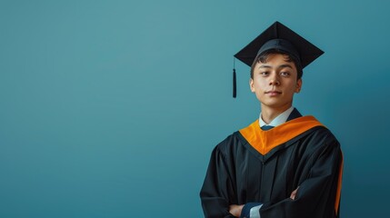 Confident Young Graduate in Cap and Gown, Hopeful Future Ahead