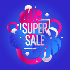 Original sale poster for discount. Summer background. - 779537329