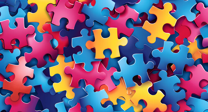 World autism awareness day puzzle pattern background template with colorful puzzle banner, symbol of autism, autism health care medical flat background of april 02 celebration