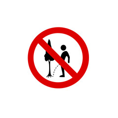 no peeing under the tree sign vector illustration