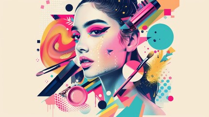 An artistic depiction of a beauty bloggers creative process  AI generated illustration