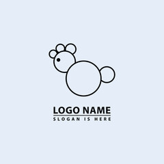 Chicken head with circle line logo vector.