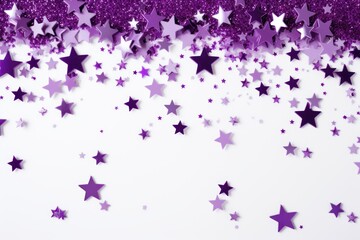purple stars frame border with blank space in the middle on white background festive concept celebrations backdrop with copy space for text photo or presentation