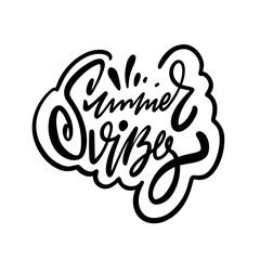 Summer Vibes handwritten in black font against a white background, exuding a relaxed and carefree mood.